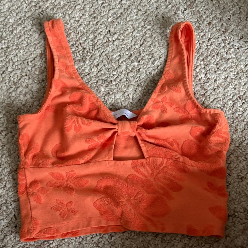 SO Orange Floral Crop Top
